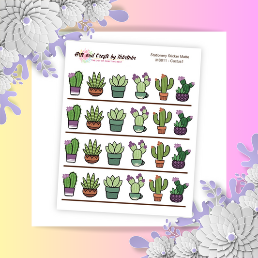 Cactus 01 | Planner Stickers | Plant Stickers | Bullet Stickers | MS011