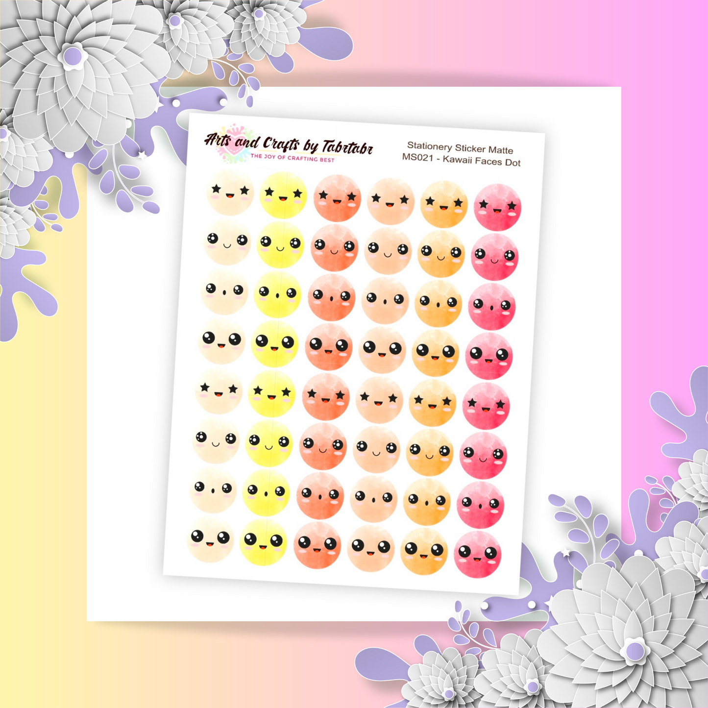 Kawaii Face Dot 1 | Planner Stickers | Dot Stickers | Bullet Stickers | MS021