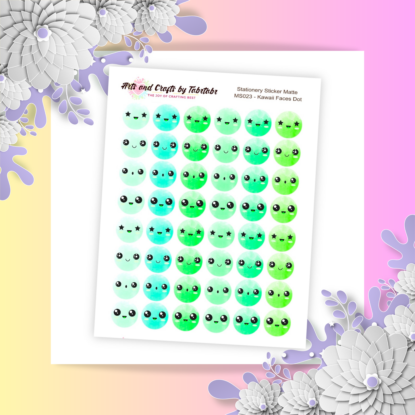 Kawaii Face Dot 3 | Planner Stickers | Dot Stickers | Bullet Stickers | MS023