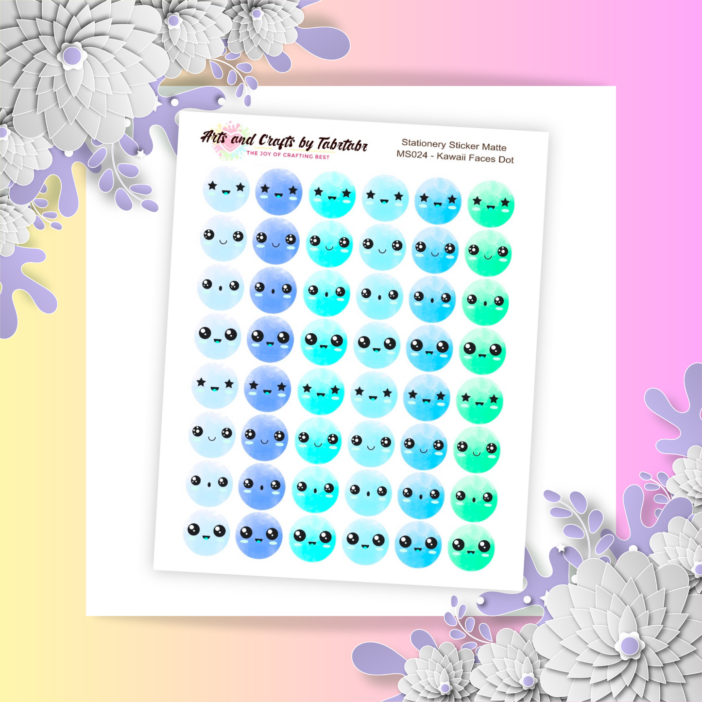 Kawaii Face Dot 4 | Planner Stickers | Dot Stickers | Bullet Stickers | MS024