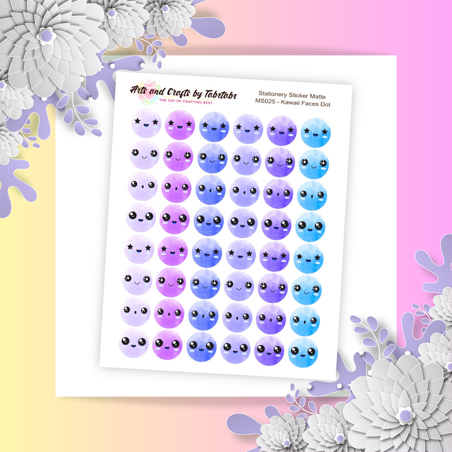Kawaii Face Dot 5 | Planner Stickers | Dot Stickers | Bullet Stickers | MS025