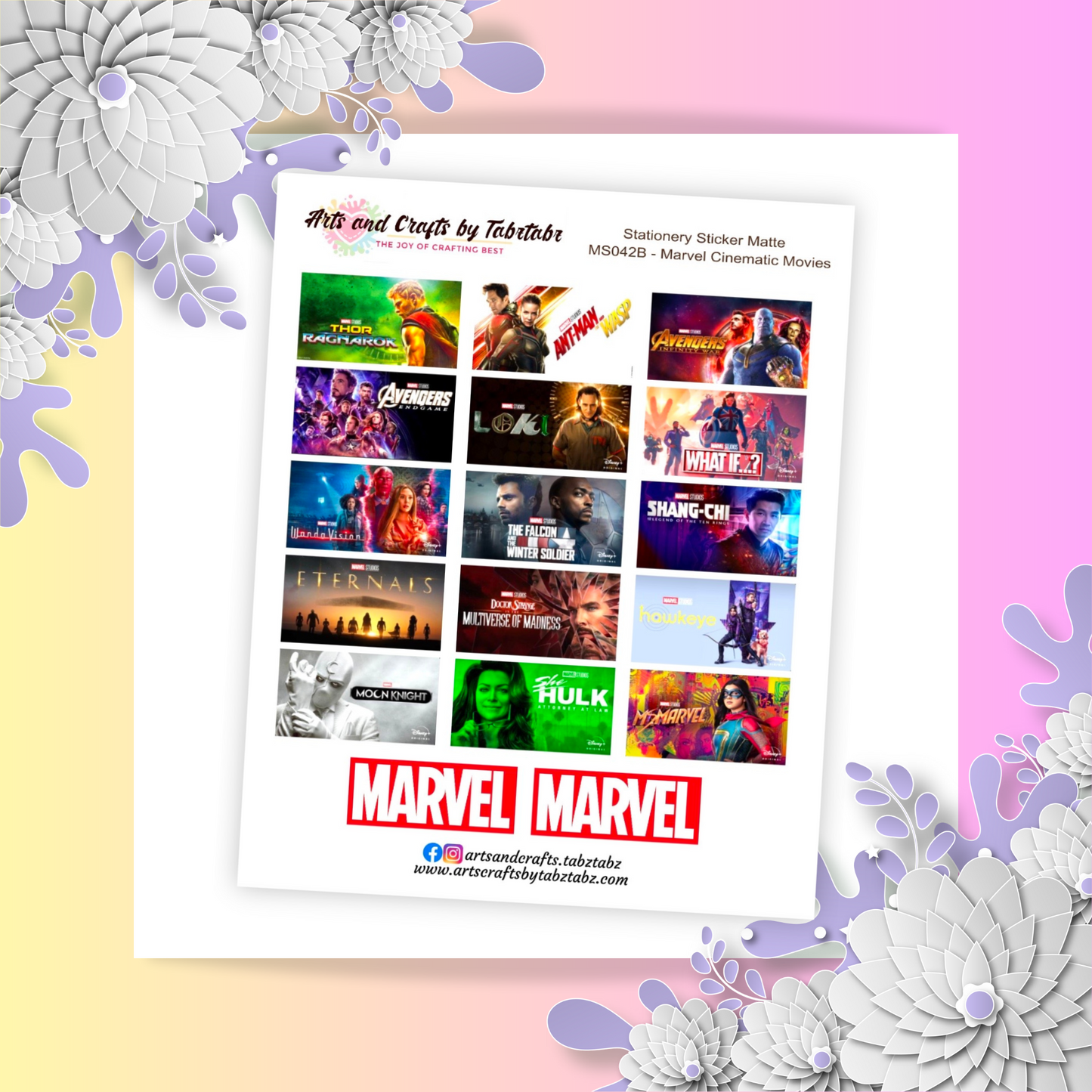 Movie Cinematic Marvel Collection | Planner Stickers | Movie Stickers | Bullet Stickers | MS042 | White Sticker Matte