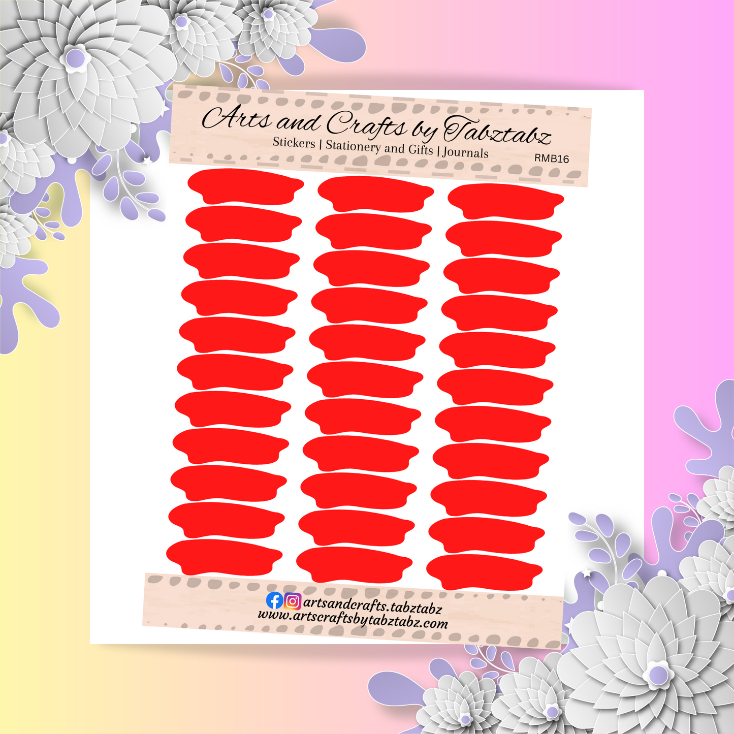 Sticky Cloud | Washi Tape | Journaling | Red | RMB16 | White Sticker Matte