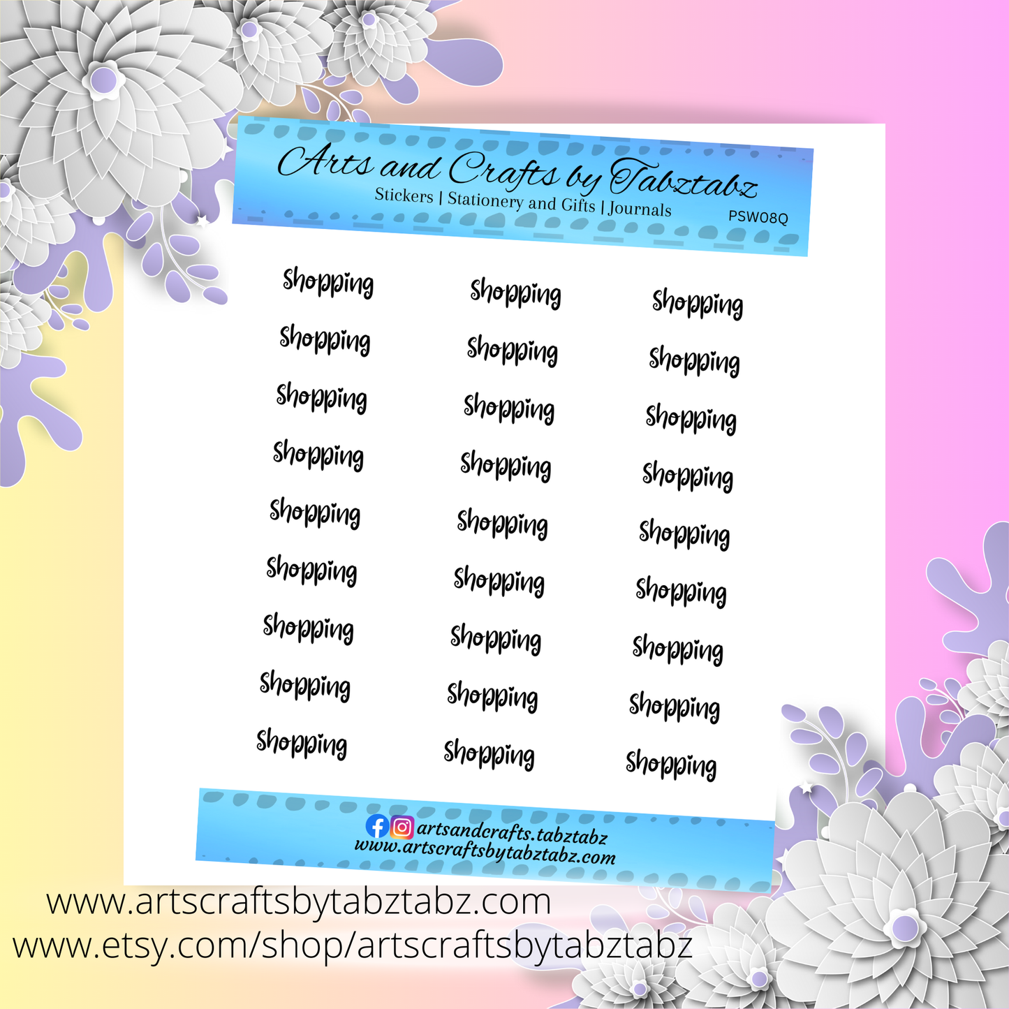 Mini Script Word Sticker in Matte | PSW08 | Pixie