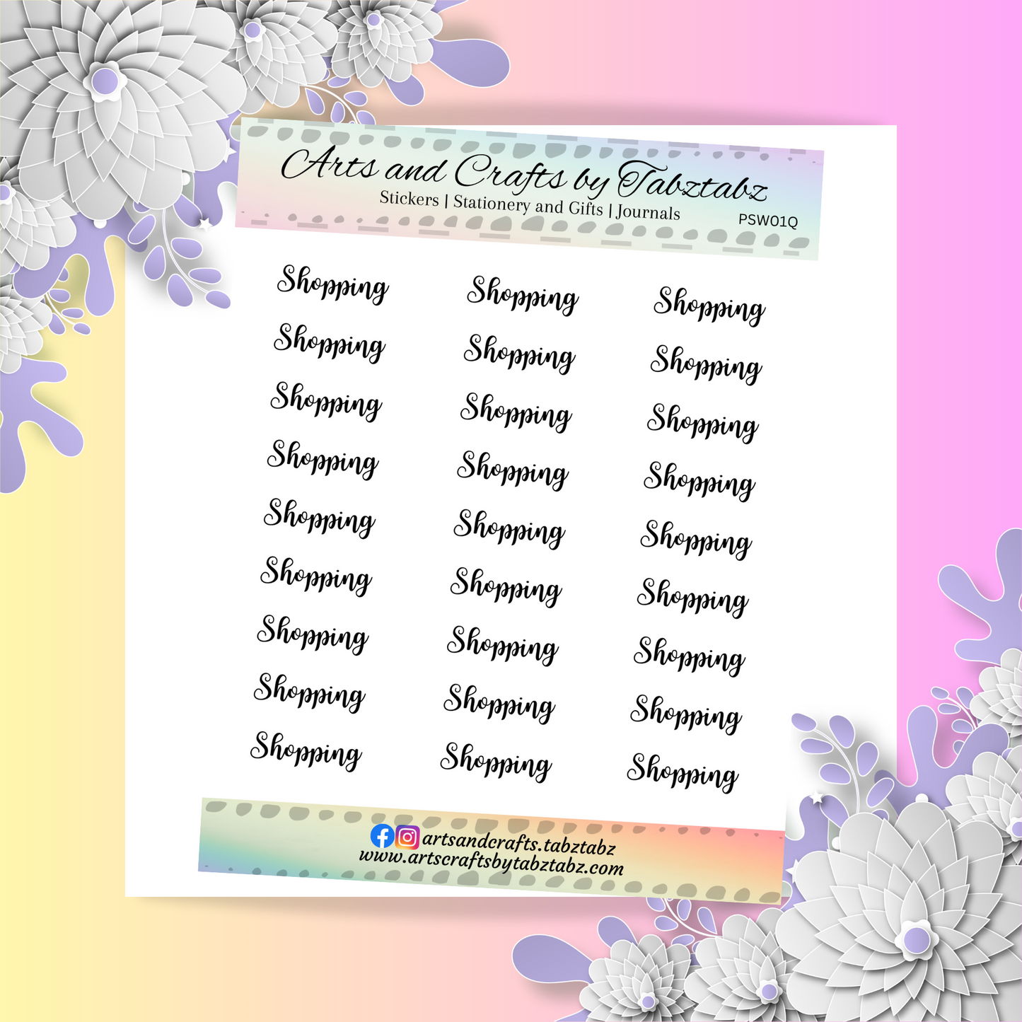 Mini Script Word Sticker in Matte | PSW01 | Joshico