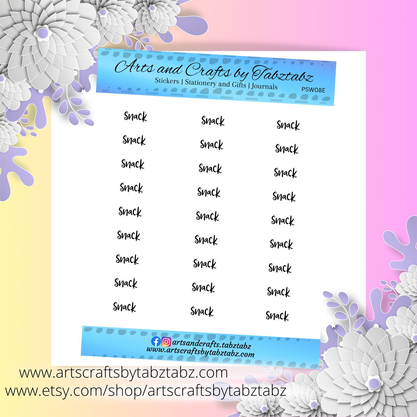 Mini Script Word Sticker in Matte | PSW08 | Pixie