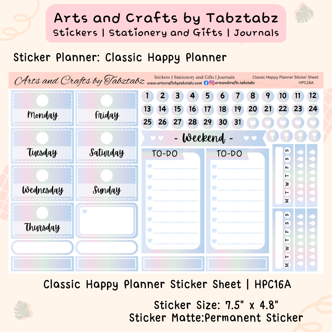 Vertical Planner Sticker | Weekly Planner Sticker Kit | HPC16