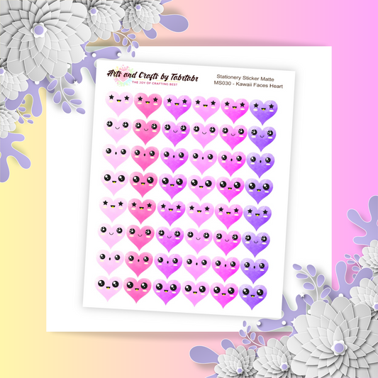 Kawaii Face Heart 4 | Planner Stickers | Heart Stickers | Bullet Stickers | MS030